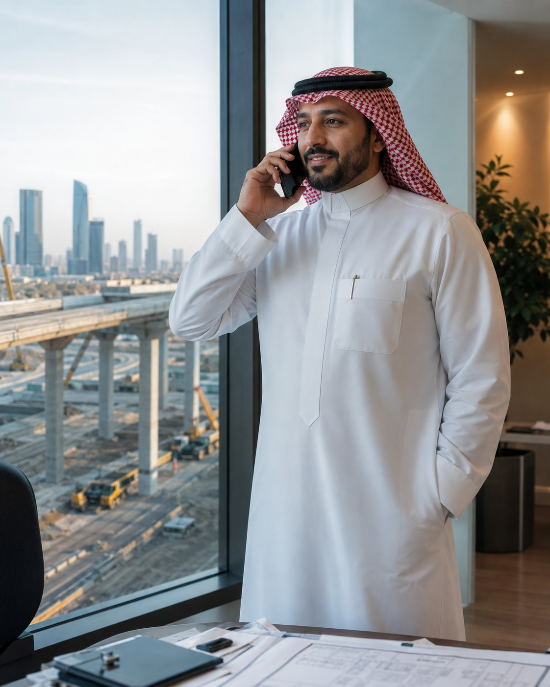 Mountain Corner representative handling a business call